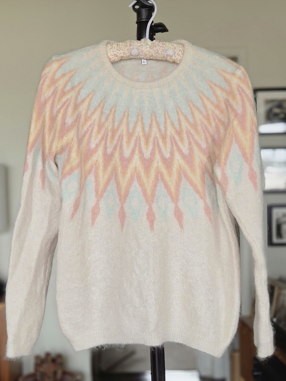 Bartolini Italian Alpaca / Mohair Pastel Fair Isle Sweater